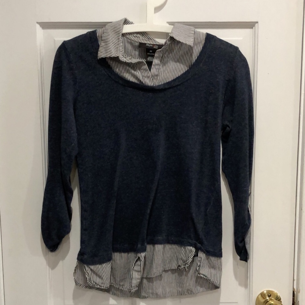 Blue button up combo shirt